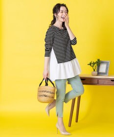 Tiaclasse 【洗える】美脚効果の高いスリットテーパードパンツ