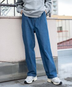 WEGO 【ユニセックス着用ITEM/ウエストゴム/SMLサイズ展開】デニムイージーストレートパンツ