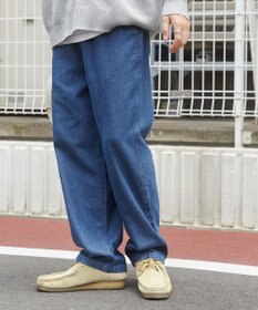 WEGO 【ユニセックス着用ITEM/ウエストゴム/SMLサイズ展開】デニムイージーストレートパンツ
