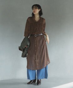 Green Parks 花柄シフォン楊柳ワンピース