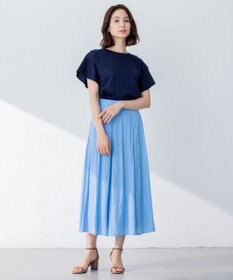 組曲 【洗える】シルケットポンチ フリルスリーブ カットソー