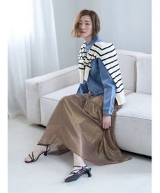 YECCA VECCA 箔プリントシアーギャザースカート