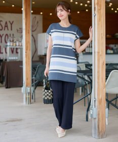 Tiaclasse 【新色追加・洗える】マルチボーダーフレンチニットチュニック