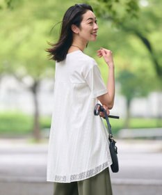 自由区 L 【WEB限定・洗える】レースコンビ カットソー