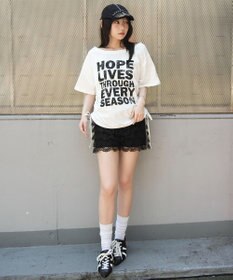 WEGO サイドドロストオフショルグラフィックT