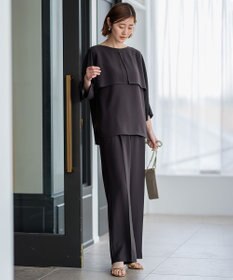 23区 L 【洗える】ストレッチジョーゼット ケープデザイン カットソー