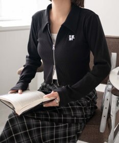 WEGO ワンポイントデザインWZIPトップス