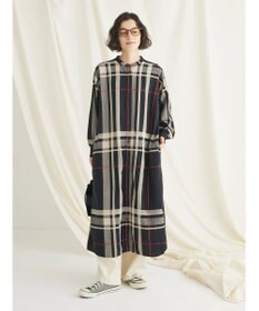 CRAFT STANDARD BOUTIQUE 先染めチェック（大）バンドカラー袖ＲＩＢ　ＯＰ