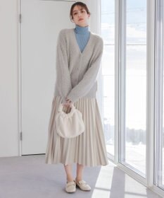 Tiaclasse 【洗える】ふわふわ片畦ラメシャギーカーディガン