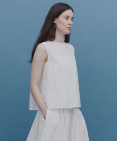 UNFILO L 【セットアップ着用可】FINE MOVE パンチング ドットブラウス