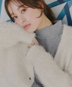 Tiaclasse 【洗える】ふわふわ片畦ラメシャギーカーディガン