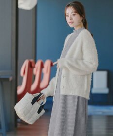 Tiaclasse 【洗える】ふわふわ片畦ラメシャギーカーディガン