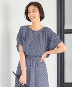 自由区 【洗える・XSサイズあり】アラベスクプリント ブラウス