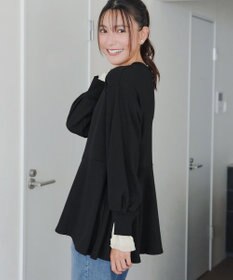 Tiaclasse 【吸水発熱・洗える】袖口ドッキングカットソープルオーバー