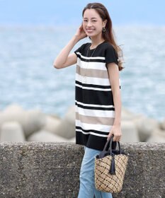 Tiaclasse 【新色追加・洗える】マルチボーダーフレンチニットチュニック