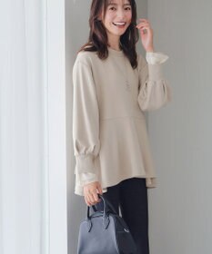 Tiaclasse 【吸水発熱・洗える】袖口ドッキングカットソープルオーバー