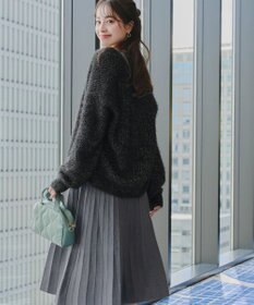Tiaclasse 【洗える】ふわふわ片畦ラメシャギーカーディガン