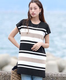 Tiaclasse 【新色追加・洗える】マルチボーダーフレンチニットチュニック