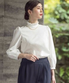 組曲 L 【KUMIKYOKU NAVY】スタンドフリルシャーティング ブラウス