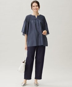 自由区 L 【19号サイズまで展開】ウスカルデニムダーツカーブ パンツ