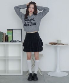 WEGO フラッフィーグラフィックジャガードニットZIPパーカー