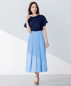 組曲 S 【洗える】シルケットポンチ フリルスリーブ カットソー