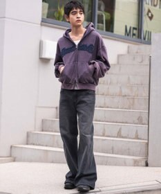 WEGO 【ユニセックス着用ITEM/MLサイズ展開】ショートグラフィックZIPパーカー