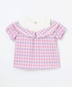 ANY KIDS チェック オフショルダー ブラウス