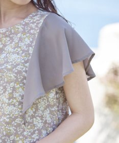 Tiaclasse 【洗える】フレアスリーブ花柄サックワンピース