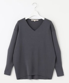 自由区 L 【洗える/セット可】レーヨンポリエステルスムース Vネックニット