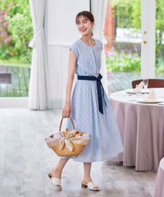 Tiaclasse 【洗える】配色刺繍レースワンピース