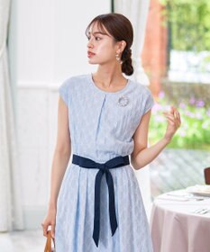 Tiaclasse 【洗える】配色刺繍レースワンピース