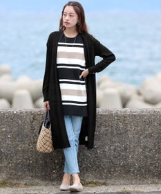 Tiaclasse 【新色追加・洗える】マルチボーダーフレンチニットチュニック