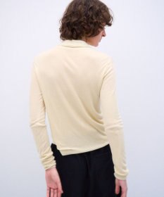 ATON SILK BLENDED CIRCULAR RIB | クルー＆ポロレイヤードプルオーバー