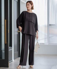 23区 L 【洗える】ストレッチジョーゼット ケープデザイン カットソー