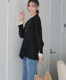 Tiaclasse 【吸水発熱・洗える】袖口ドッキングカットソープルオーバー