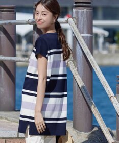 Tiaclasse 【新色追加・洗える】マルチボーダーフレンチニットチュニック