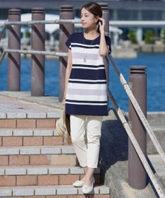 Tiaclasse 【新色追加・洗える】マルチボーダーフレンチニットチュニック