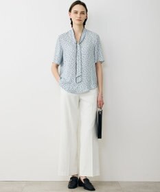 ICB 【先行予約】BackSatinAmunzen 5分袖配色ボウタイブラウス