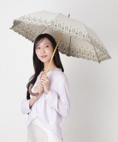 MOONBAT POLO RALPH LAUREN（ポロ ラルフローレン）晴雨兼用日傘 フローラル刺繍 折りたたみ傘 楽折 遮光 遮熱 UV