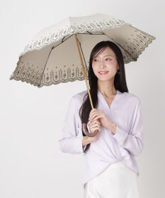 MOONBAT POLO RALPH LAUREN（ポロ ラルフローレン）晴雨兼用日傘 フローラル刺繍 折りたたみ傘 楽折 遮光 遮熱 UV