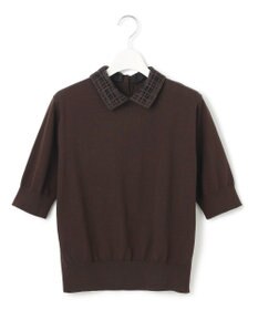 23区 【洗える】Brocheチェック レース付け襟 ニット