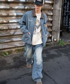 WEGO ワーカーズダブルニーデニムパンツ