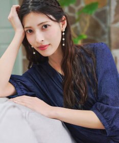 Tiaclasse 【洗える】デニムタックギャザーワンピース