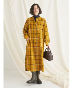 CRAFT STANDARD BOUTIQUE 先染めチェック（小）バンドカラー袖ＲＩＢ　ＯＰ