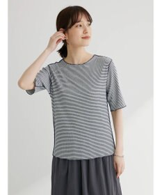 Green Parks メローリブ５分袖ボーダープルオーバー