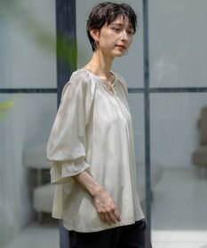 23区 S 【洗える】クリアトリコットジャージー ギャザーデザイン カットソー