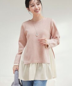 Tiaclasse 【洗える】ヴィンテージサテンニットコンビチュニック