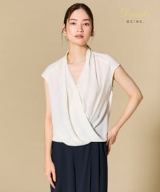 BEIGE， OLIVE / カシュクールフレンチスリーブブラウス