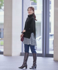 Tiaclasse 【洗える】コンビフレアニットトップス